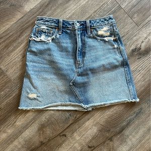 High waisted denim mini skirt